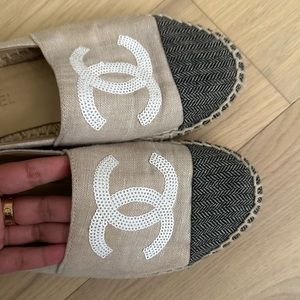 Chanel Espadrilles Glitter Fabric Cap